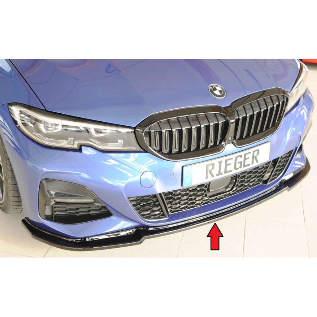 Rieger lipa pod přední nárazník pro BMW řada 3 G20 sedan, 03/19-, plast ABS lakovaný do černé lesklé barvy