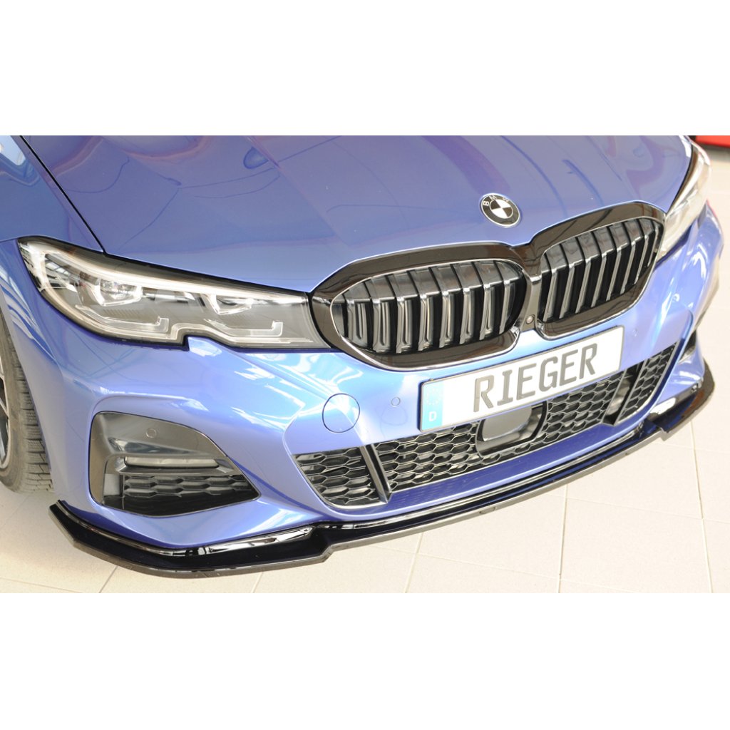 Rieger lipa pod přední nárazník pro BMW řada 3 G20 sedan, 03/19-, plast ABS lakovaný do černé lesklé barvy