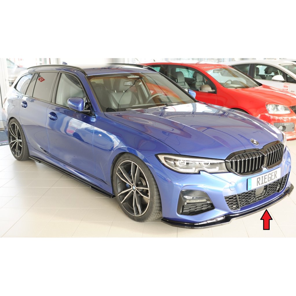 Rieger lipa pod přední nárazník pro BMW řada 3 G20 sedan, 03/19-, plast ABS lakovaný do černé lesklé barvy