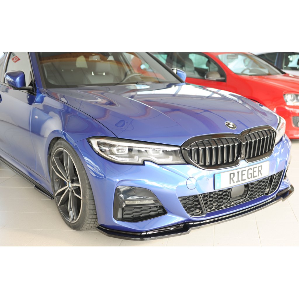 Rieger lipa pod přední nárazník pro BMW řada 3 G20 sedan, 03/19-, plast ABS lakovaný do černé lesklé barvy