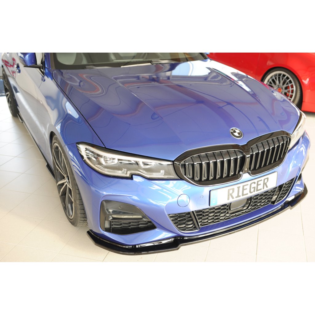 Rieger lipa pod přední nárazník pro BMW řada 3 G20 sedan, 03/19-, plast ABS lakovaný do černé lesklé barvy