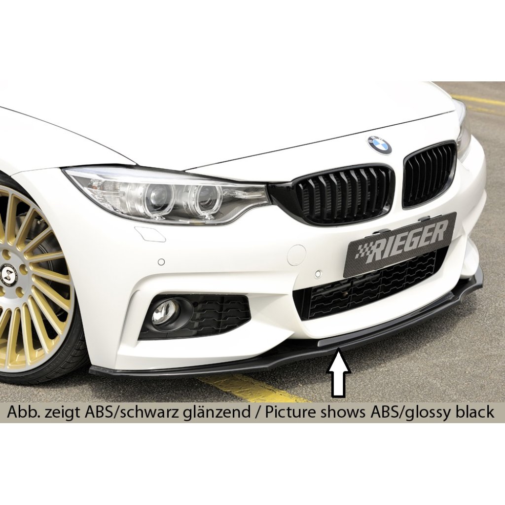 Rieger lipa pod přední nárazník pro BMW řada 4 F32, F33, F36 coupe (3-dvéř.), gran coupe (5-dvéř.), kabriolet vč. faceliftu, 03/13-06/15, 05/14-06/15, 07/15-, 11/12-06/15, plast ABS bez povrchové úpravy