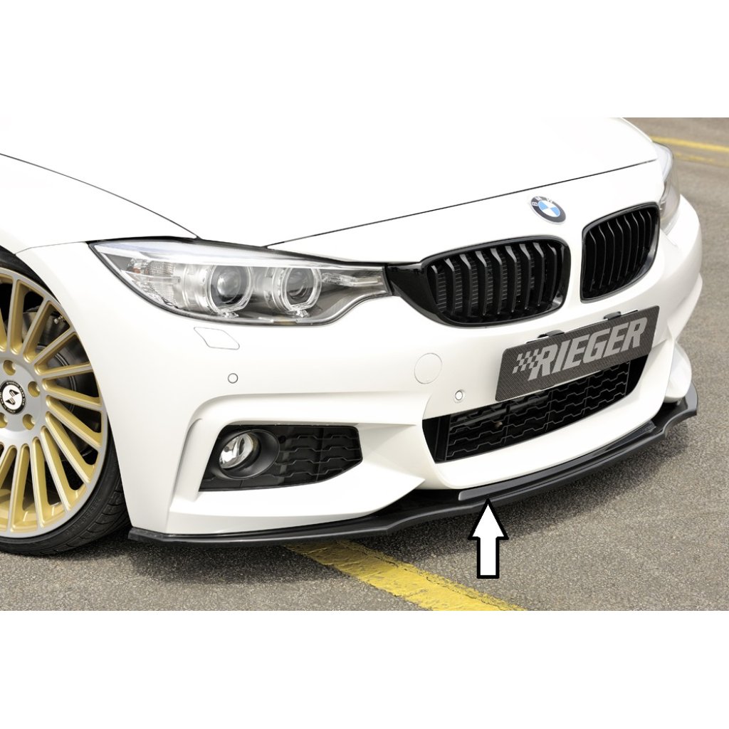 Rieger lipa pod přední nárazník pro BMW řada 4 F32, F33, F36 coupe (3-dvéř.), gran coupe (5-dvéř.), kabriolet vč. faceliftu, 03/13-06/15, 05/14-06/15, 07/15-, 11/12-06/15, plast ABS lakovaný do černé lesklé barvy