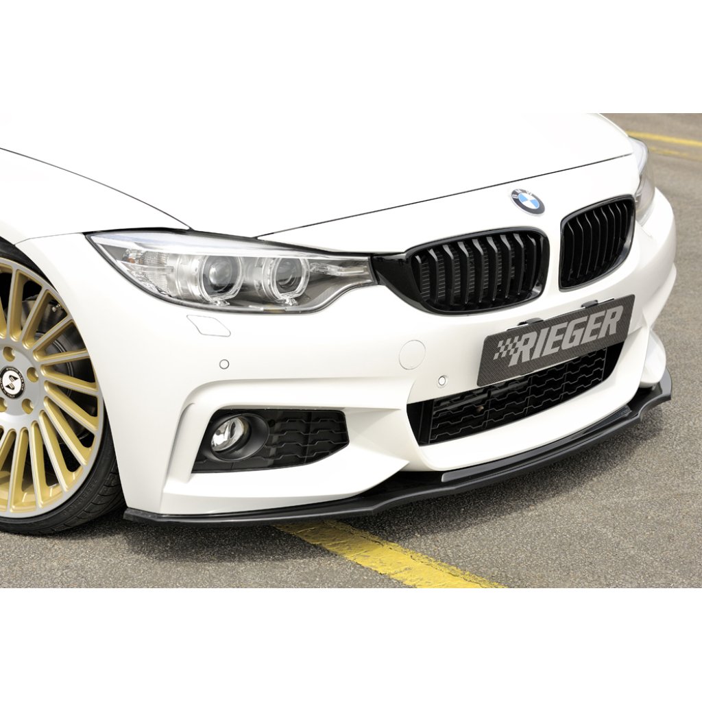 Rieger lipa pod přední nárazník pro BMW řada 4 F32, F33, F36 coupe (3-dvéř.), gran coupe (5-dvéř.), kabriolet vč. faceliftu, 03/13-06/15, 05/14-06/15, 07/15-, 11/12-06/15, plast ABS lakovaný do černé lesklé barvy