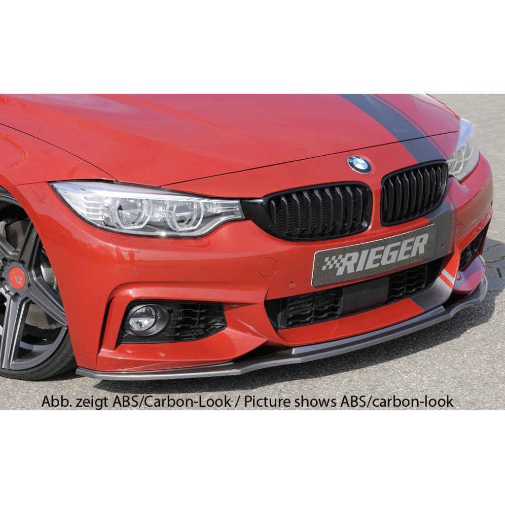 Rieger lipa pod přední nárazník pro BMW řada 4 F32, F33, F36 coupe (3-dvéř.), gran coupe (5-dvéř.), kabriolet vč. faceliftu, 03/13-06/15, 05/14-06/15, 07/15-, 11/12-06/15, plast ABS lakovaný do černé lesklé barvy