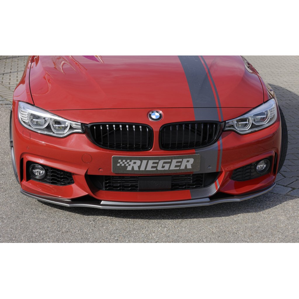 Rieger lipa pod přední nárazník pro BMW řada 4 F32, F33, F36 coupe (3-dvéř.), gran coupe (5-dvéř.), kabriolet vč. faceliftu, 03/13-06/15, 05/14-06/15, 07/15-, 11/12-06/15, plast ABS s povrchovou úpravou Carbon-Look