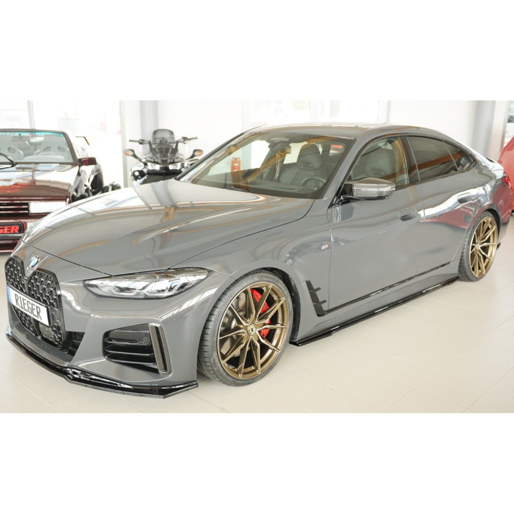 Rieger lipa pod přední nárazník pro BMW řada 4 G26 gran coupe (5-dvéř.), 07/20-, plast ABS lakovaný do černé lesklé barvy