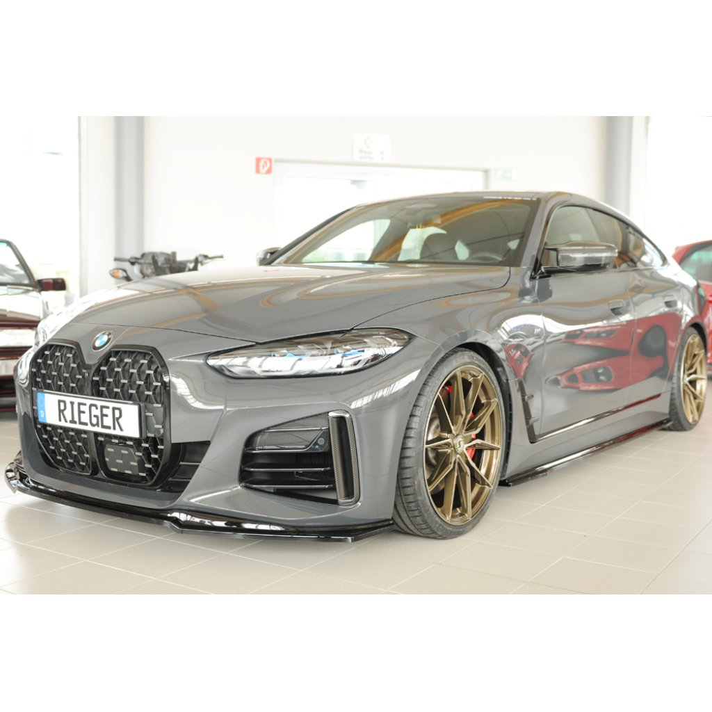 Rieger lipa pod přední nárazník pro BMW řada 4 G26 gran coupe (5-dvéř.), 07/20-, plast ABS lakovaný do černé lesklé barvy