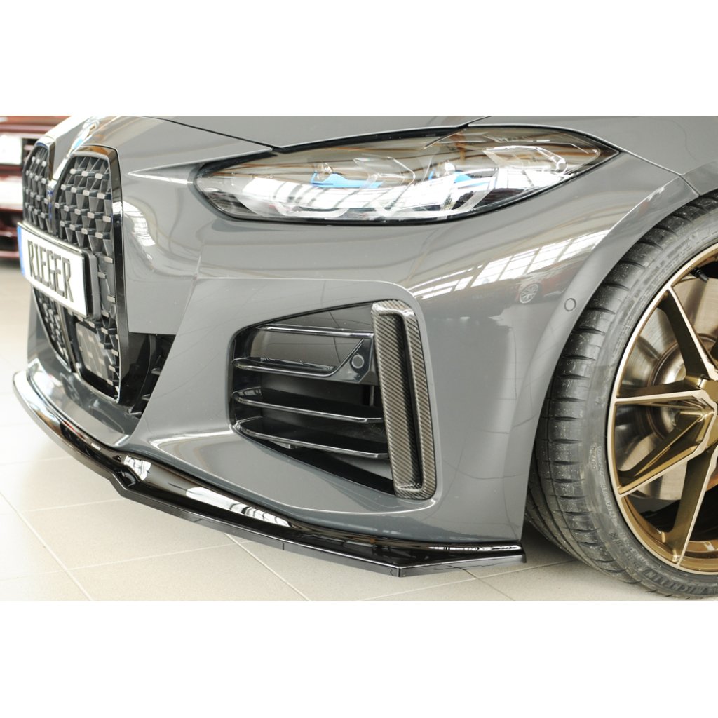 Rieger lipa pod přední nárazník pro BMW řada 4 G26 gran coupe (5-dvéř.), 07/20-, plast ABS lakovaný do černé lesklé barvy