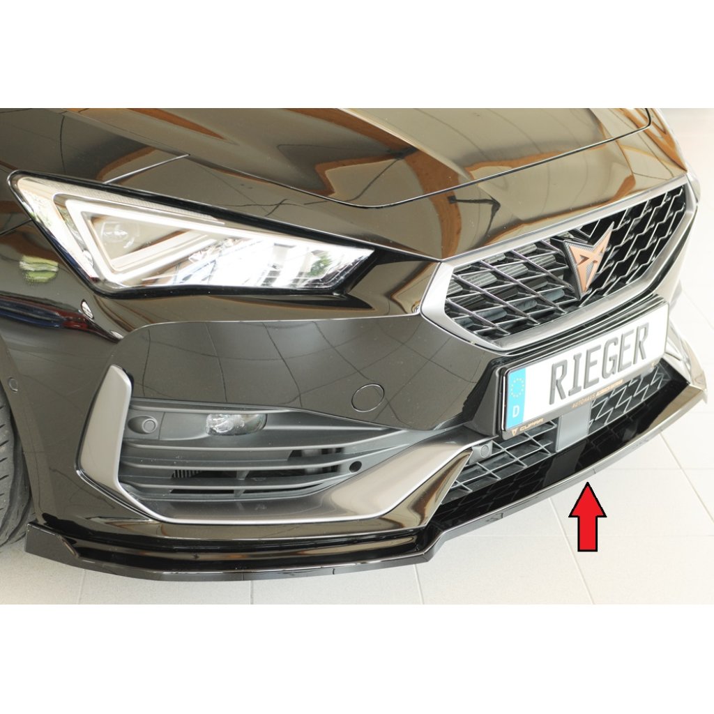 Rieger lipa pod přední nárazník pro Cupra Leon KL 5-dvéř. (ST/sportstourer), 09/20-, plast ABS lakovaný do černé lesklé barvy