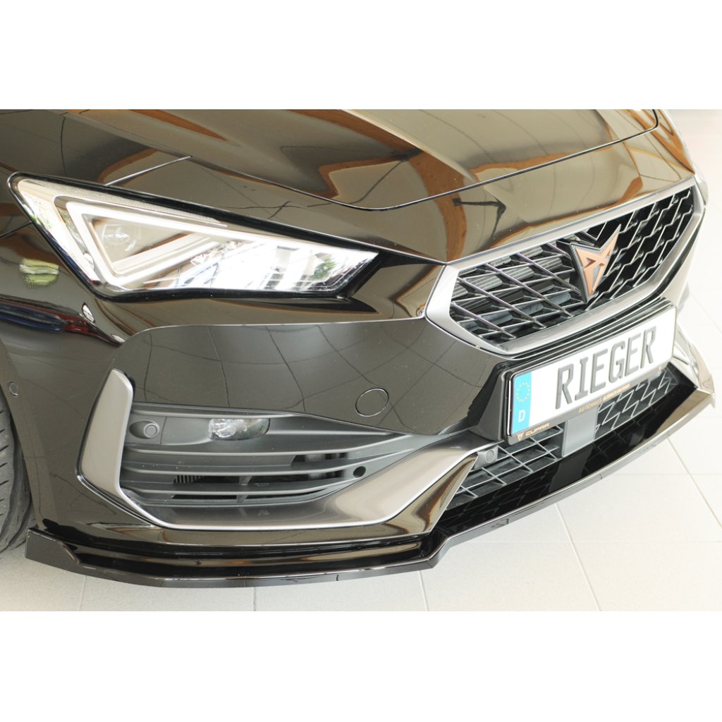 Rieger lipa pod přední nárazník pro Cupra Leon KL 5-dvéř. (ST/sportstourer), 09/20-, plast ABS lakovaný do černé lesklé barvy