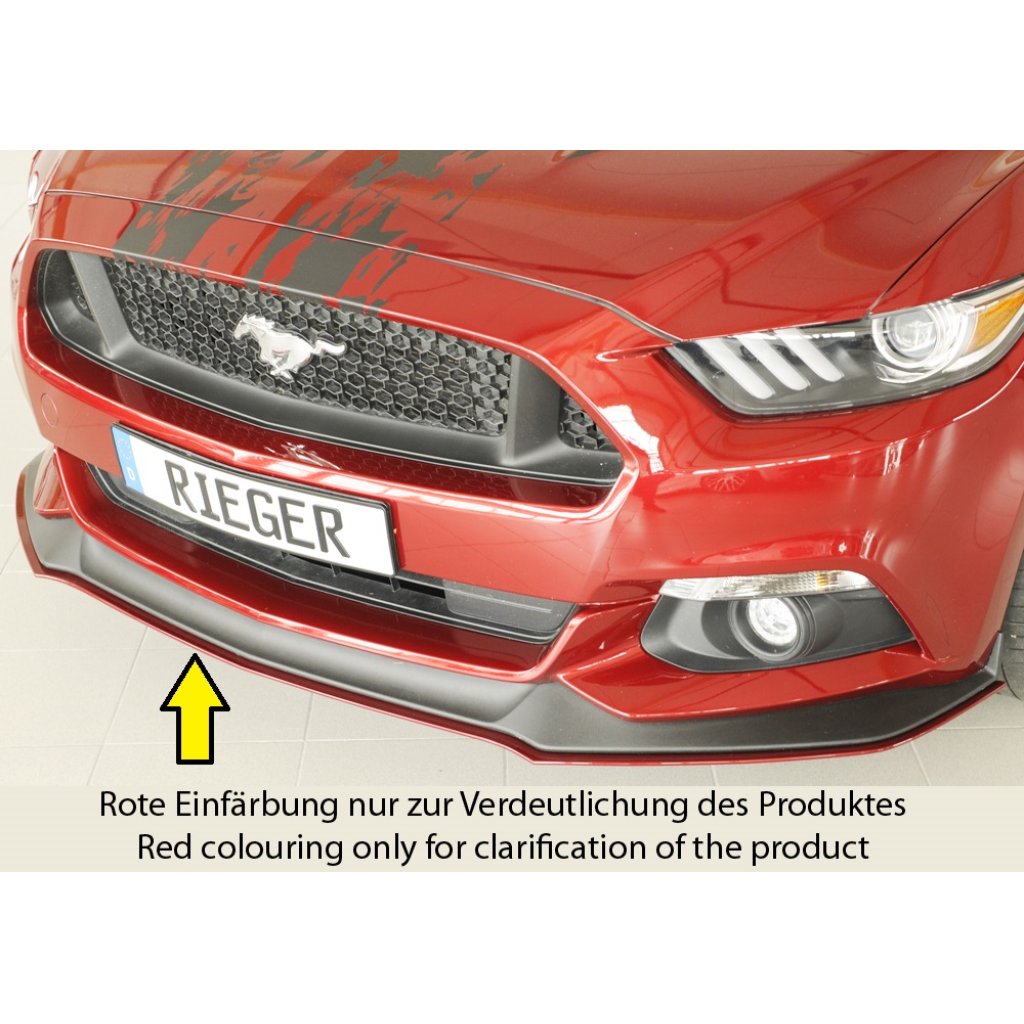 Rieger lipa pod přední nárazník pro Ford Mustang 6 LAE kabriolet, kupé před faceliftem, 11/14-07/17, plast ABS bez povrchové úpravy