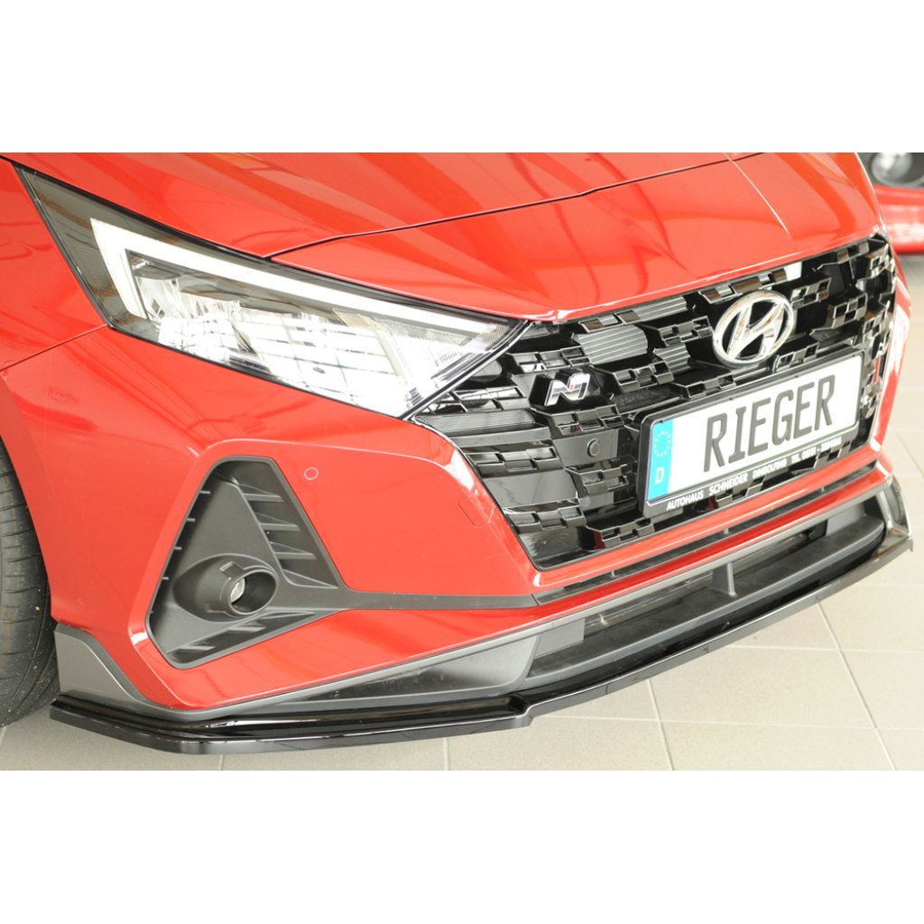 Rieger lipa pod přední nárazník pro Hyundai i20 N-Performance BC3 5-dvéř. (hatchback), 04/21-, plast ABS lakovaný do černé lesklé barvy