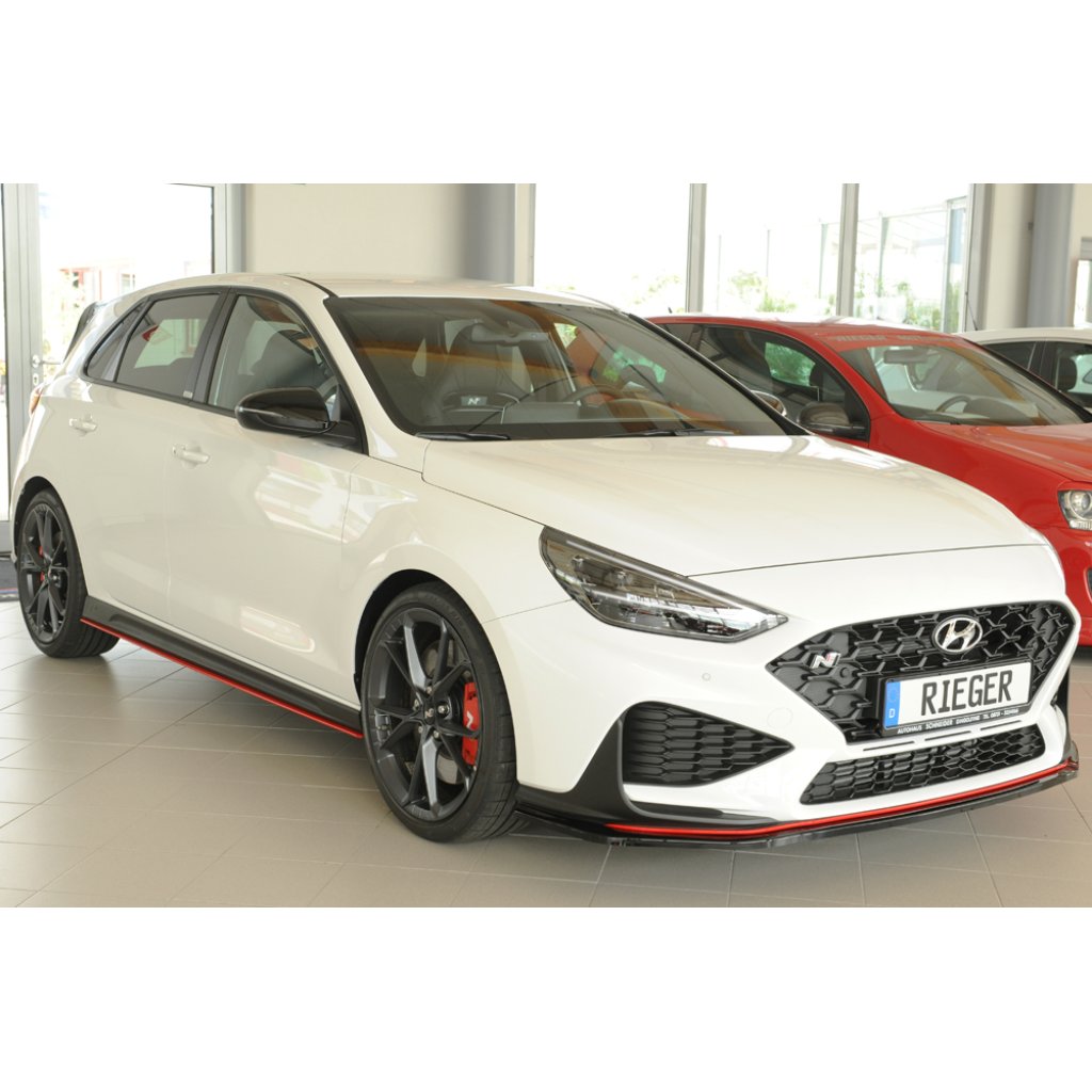 Rieger lipa pod přední nárazník pro Hyundai i30 N PDE 5-dvéř. (fastback), 05/21-, plast ABS lakovaný do černé lesklé barvy