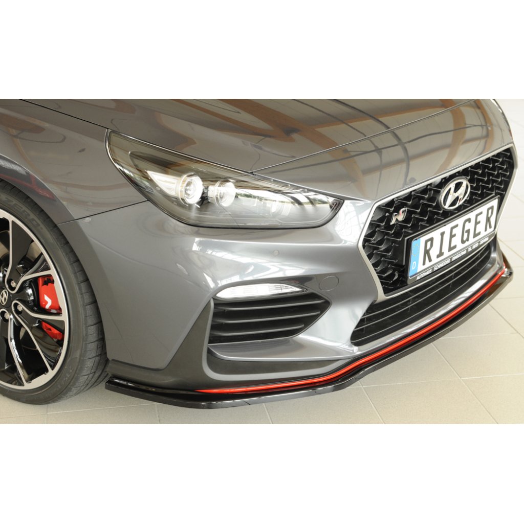 Rieger lipa pod přední nárazník pro Hyundai i30 N PDE 5-dvéř. (fastback), 5-dvéř. (hatchback), 07/17-, plast ABS lakovaný do černé lesklé barvy