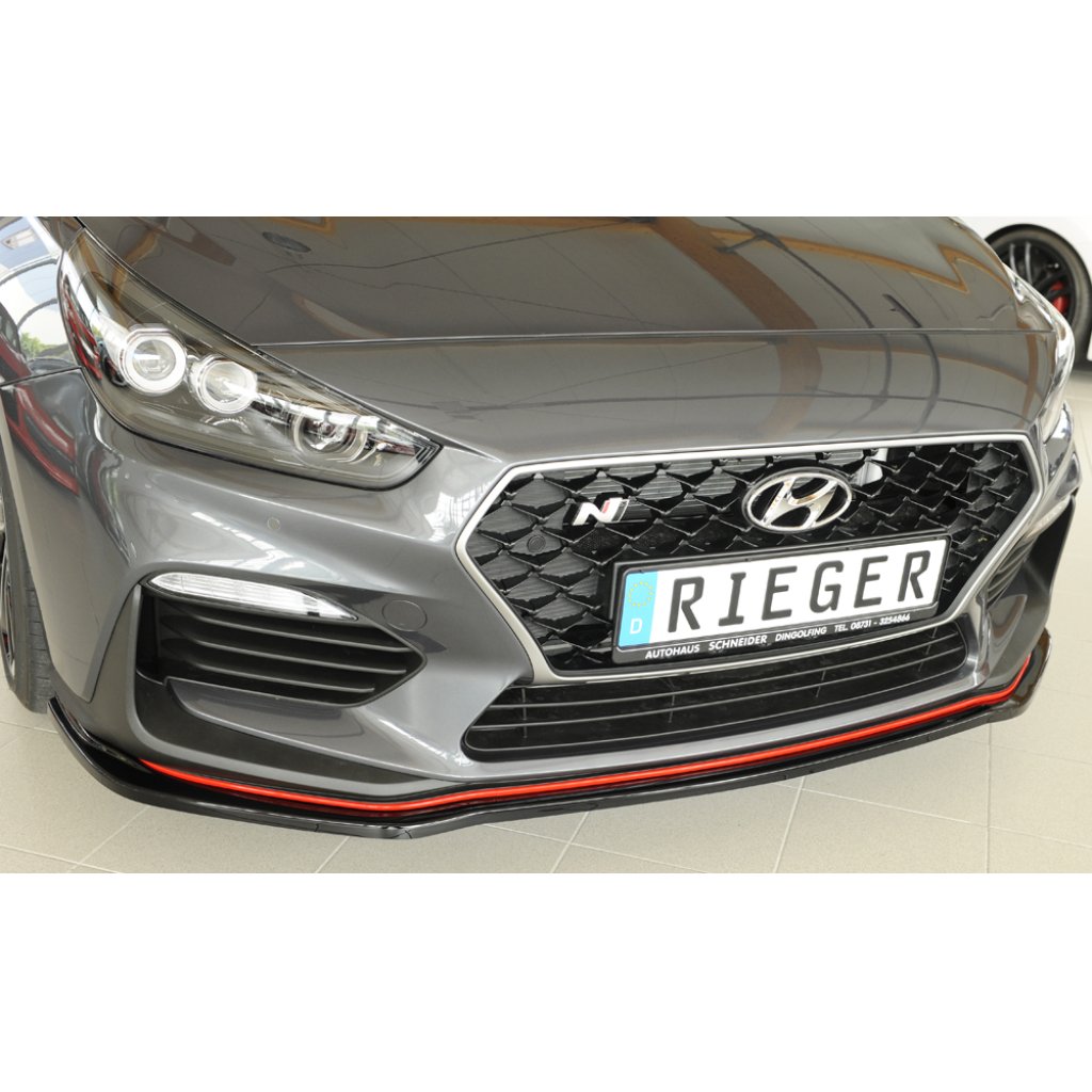 Rieger lipa pod přední nárazník pro Hyundai i30 N PDE 5-dvéř. (fastback), 5-dvéř. (hatchback), 07/17-, plast ABS lakovaný do černé lesklé barvy