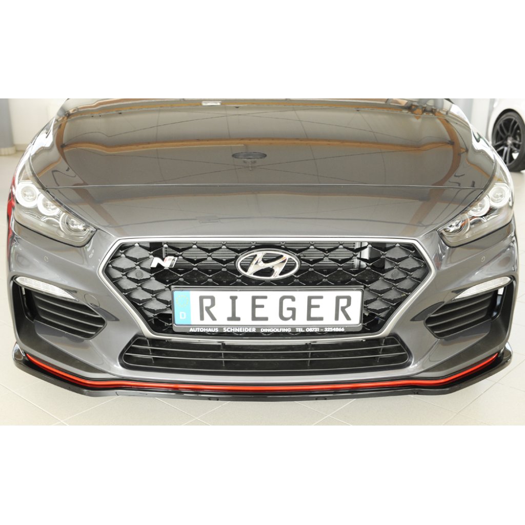 Rieger lipa pod přední nárazník pro Hyundai i30 N PDE 5-dvéř. (fastback), 5-dvéř. (hatchback), 07/17-, plast ABS lakovaný do černé lesklé barvy