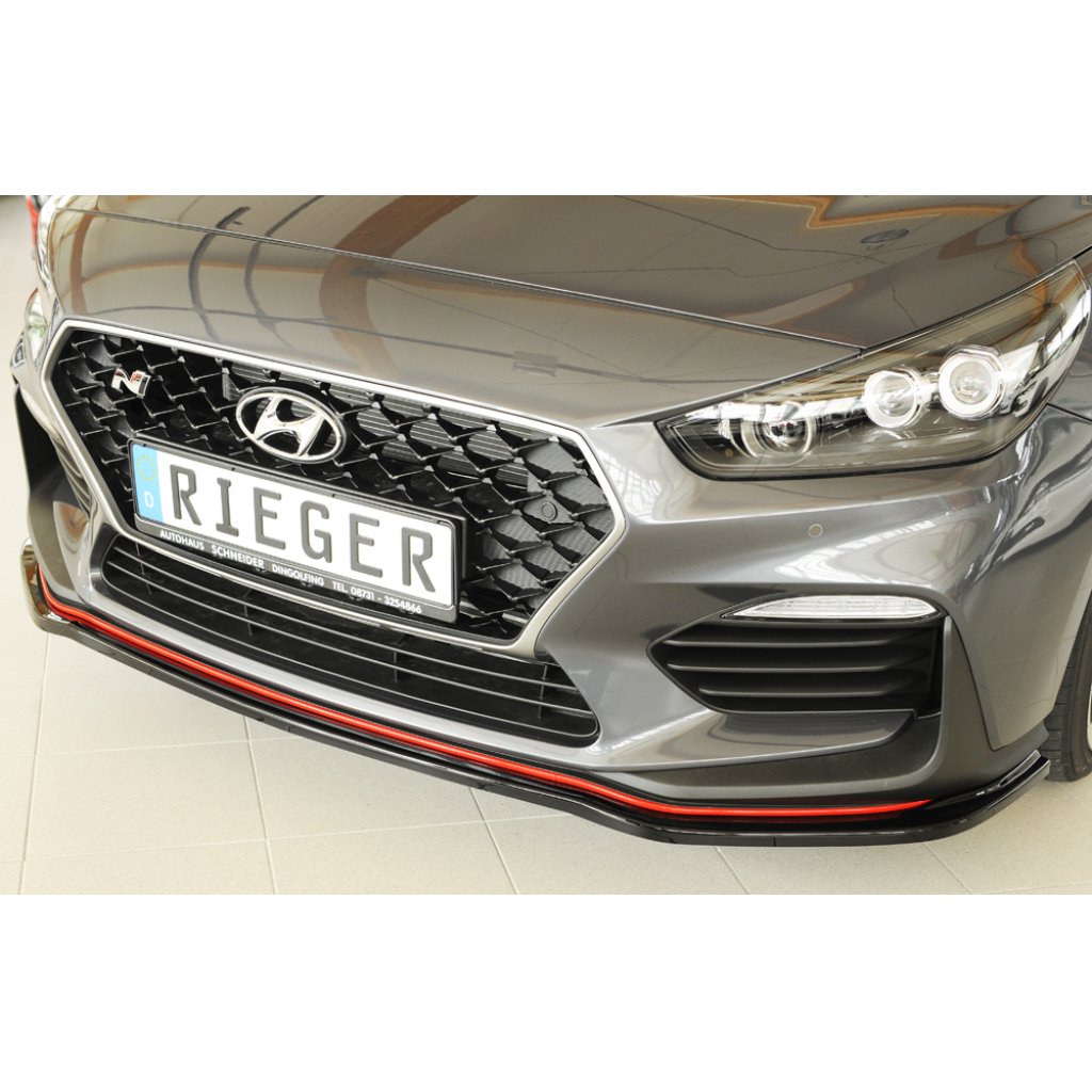 Rieger lipa pod přední nárazník pro Hyundai i30 N PDE 5-dvéř. (fastback), 5-dvéř. (hatchback), 07/17-, plast ABS lakovaný do černé lesklé barvy