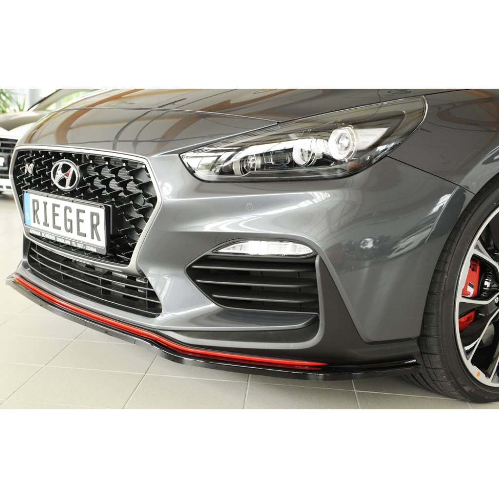 Rieger lipa pod přední nárazník pro Hyundai i30 N PDE 5-dvéř. (fastback), 5-dvéř. (hatchback), 07/17-, plast ABS lakovaný do černé lesklé barvy