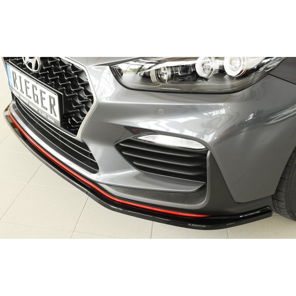 Rieger lipa pod přední nárazník pro Hyundai i30 N PDE 5-dvéř. (fastback), 5-dvéř. (hatchback), 07/17-, plast ABS lakovaný do černé lesklé barvy