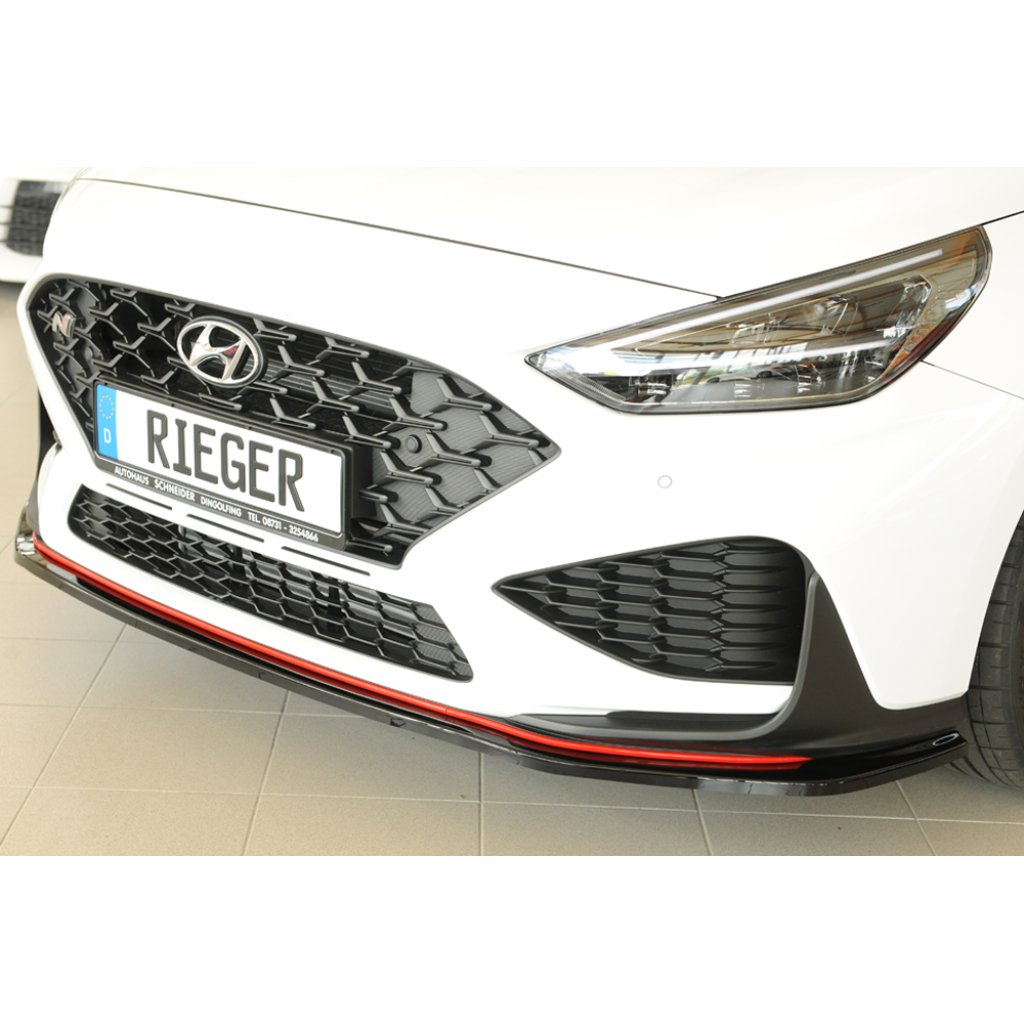 Rieger lipa pod přední nárazník pro Hyundai i30 N-Performance PDE 5-dvéř. (fastback), 05/21-, plast ABS lakovaný do černé lesklé barvy