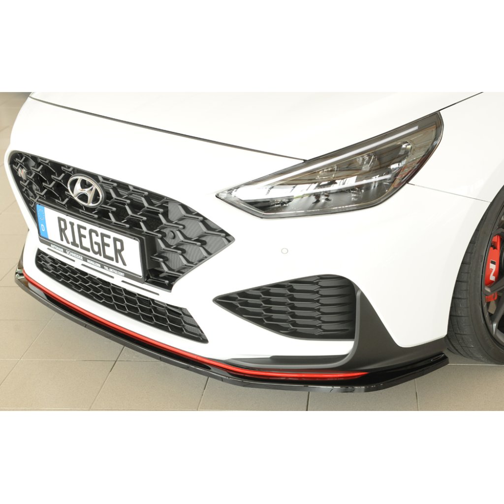 Rieger lipa pod přední nárazník pro Hyundai i30 N-Performance PDE 5-dvéř. (fastback), 05/21-, plast ABS lakovaný do černé lesklé barvy