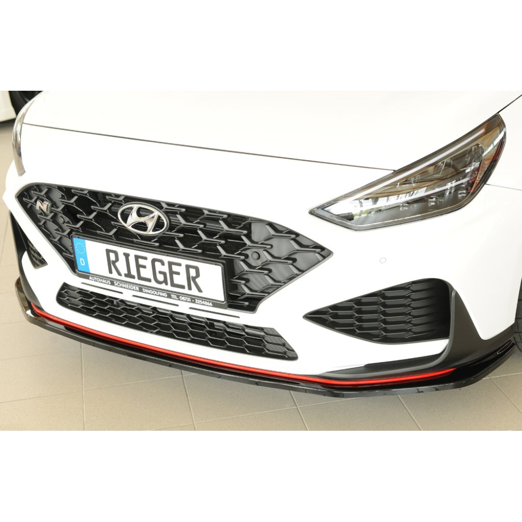 Rieger lipa pod přední nárazník pro Hyundai i30 N-Performance PDE 5-dvéř. (fastback), 05/21-, plast ABS lakovaný do černé lesklé barvy