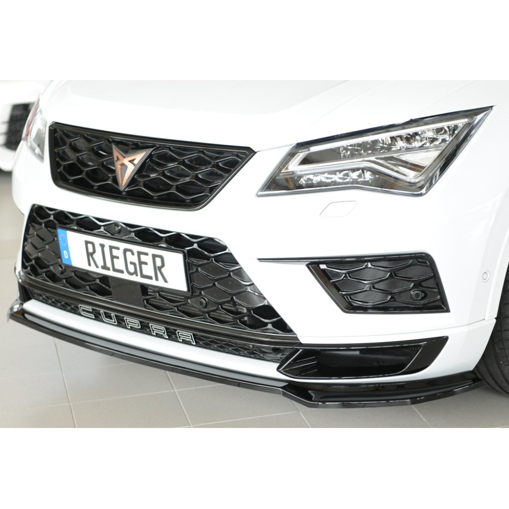 Rieger lipa pod přední nárazník pro Seat Ateca Cupra 5FP, 09/18-07/20, plast ABS lakovaný do černé lesklé barvy