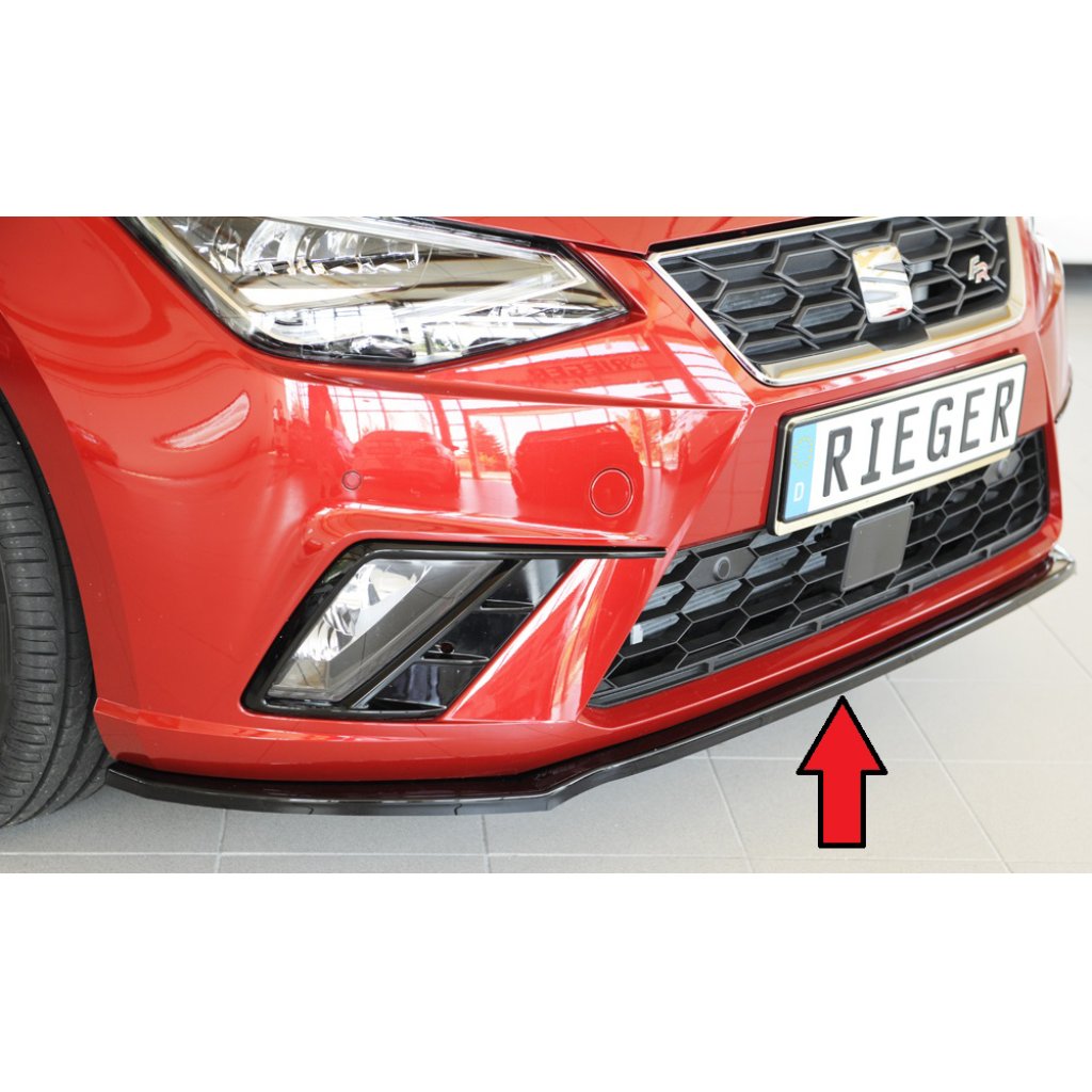 Rieger lipa pod přední nárazník pro Seat Ibiza KJ 5-dvéř., 01/17-, plast ABS lakovaný do černé lesklé barvy