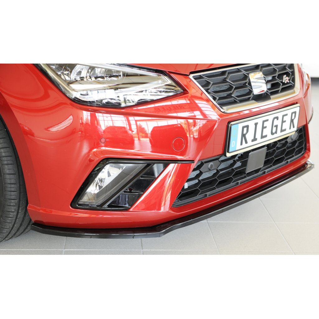 Rieger lipa pod přední nárazník pro Seat Ibiza KJ 5-dvéř., 01/17-, plast ABS lakovaný do černé lesklé barvy