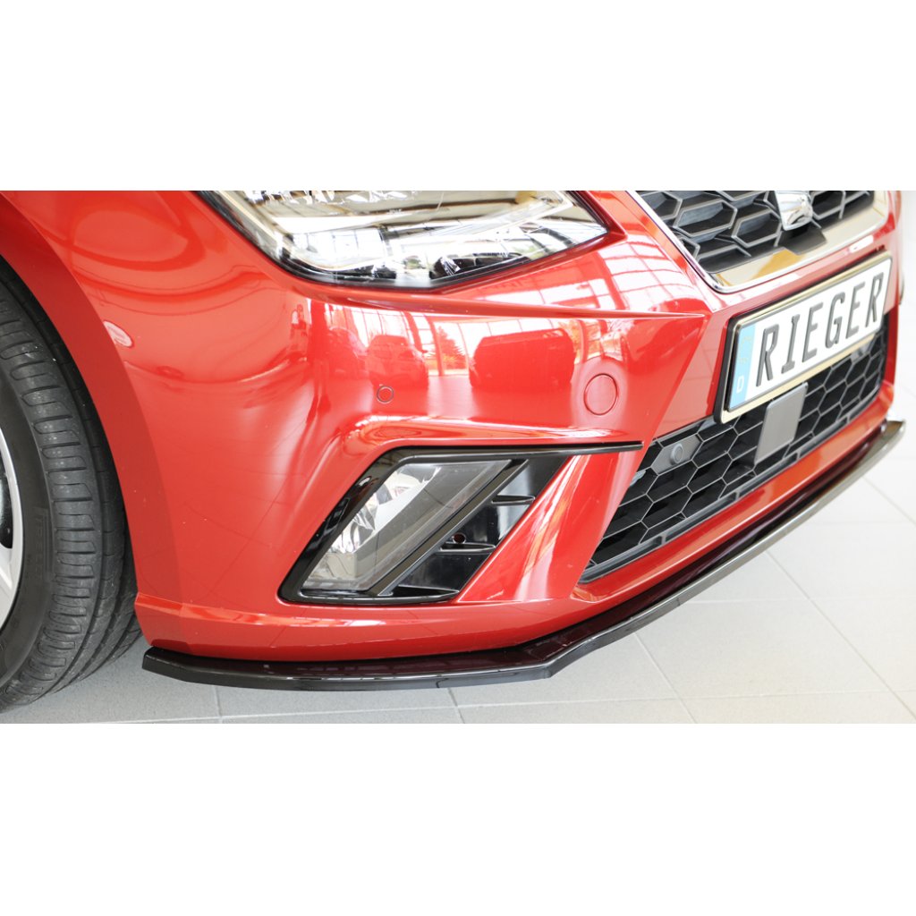 Rieger lipa pod přední nárazník pro Seat Ibiza KJ 5-dvéř., 01/17-, plast ABS lakovaný do černé lesklé barvy