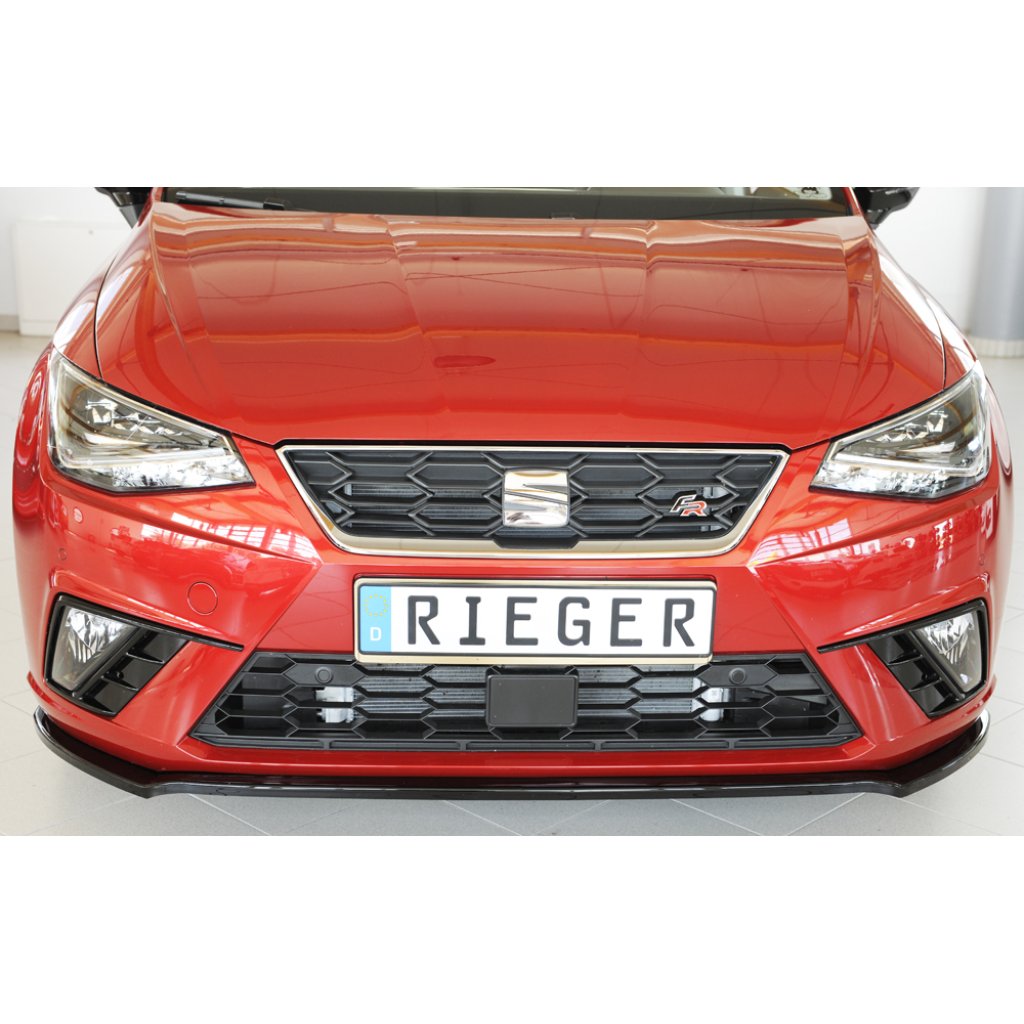 Rieger lipa pod přední nárazník pro Seat Ibiza KJ 5-dvéř., 01/17-, plast ABS lakovaný do černé lesklé barvy