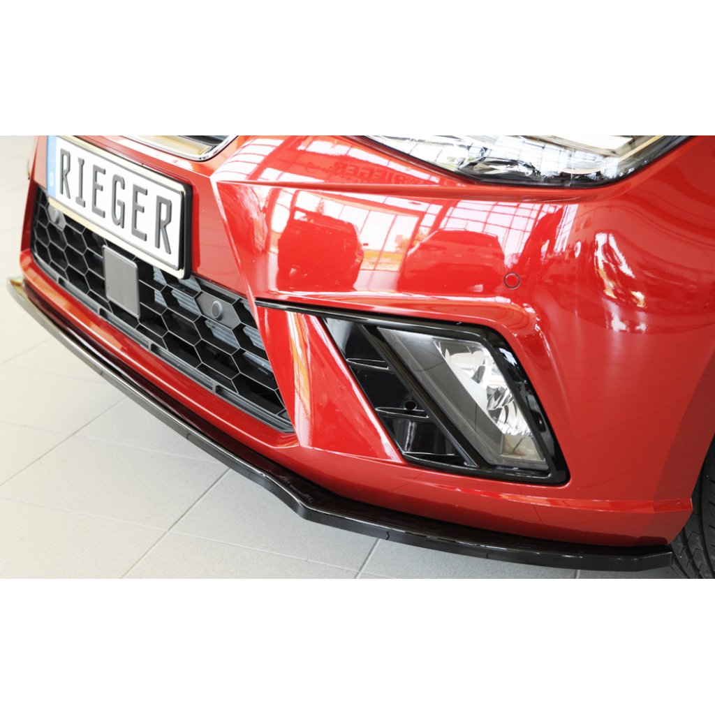 Rieger lipa pod přední nárazník pro Seat Ibiza KJ 5-dvéř., 01/17-, plast ABS lakovaný do černé lesklé barvy