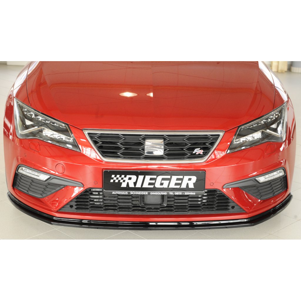 Rieger lipa pod přední nárazník pro Seat Leon Cupra 5F 3-dvéř. (sc), 5-dvéř., 5-dvéř. (ST/Combi) po faceliftu, 01/17-, plast ABS lakovaný do černé lesklé barvy