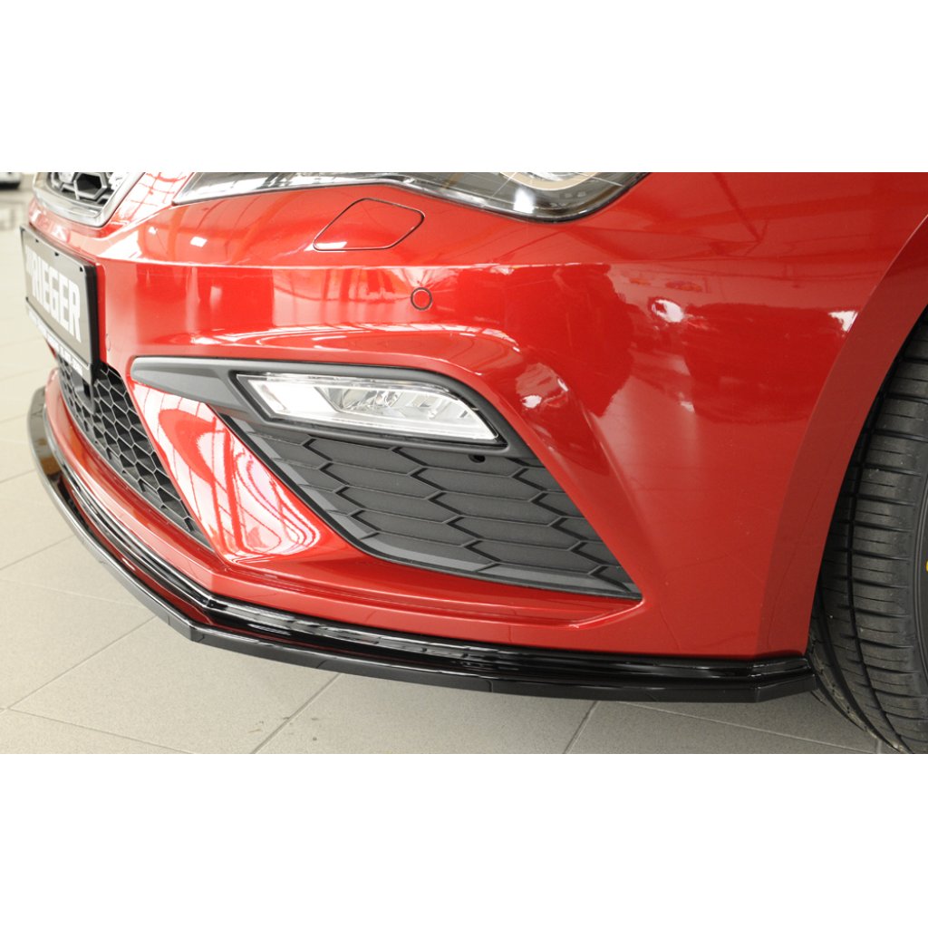 Rieger lipa pod přední nárazník pro Seat Leon Cupra 5F 3-dvéř. (sc), 5-dvéř., 5-dvéř. (ST/Combi) po faceliftu, 01/17-, plast ABS lakovaný do černé lesklé barvy