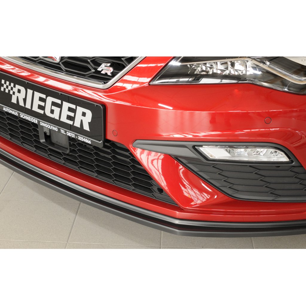 Rieger lipa pod přední nárazník pro Seat Leon FR 5F 3-dvéř. (sc), 5-dvéř., 5-dvéř. (ST/Combi) po faceliftu, 01/17-, plast ABS bez povrchové úpravy