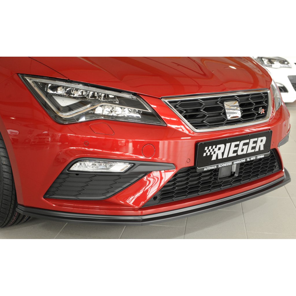 Rieger lipa pod přední nárazník pro Seat Leon FR 5F 3-dvéř. (sc), 5-dvéř., 5-dvéř. (ST/Combi) po faceliftu, 01/17-, plast ABS bez povrchové úpravy