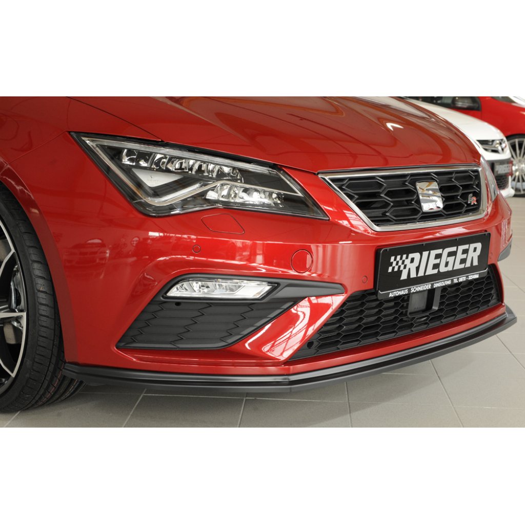 Rieger lipa pod přední nárazník pro Seat Leon FR 5F 3-dvéř. (sc), 5-dvéř., 5-dvéř. (ST/Combi) po faceliftu, 01/17-, plast ABS bez povrchové úpravy