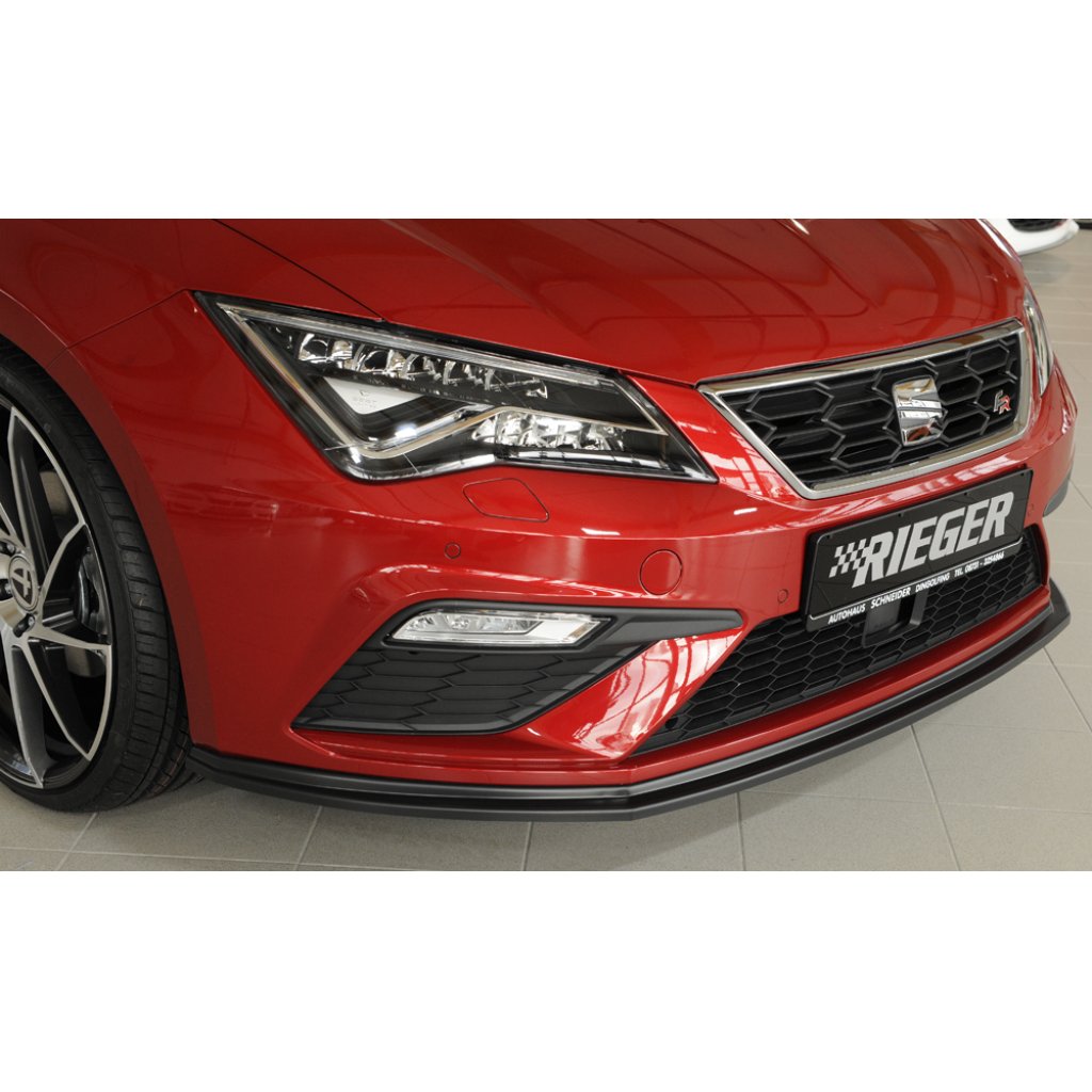 Rieger lipa pod přední nárazník pro Seat Leon FR 5F 3-dvéř. (sc), 5-dvéř., 5-dvéř. (ST/Combi) po faceliftu, 01/17-, plast ABS bez povrchové úpravy