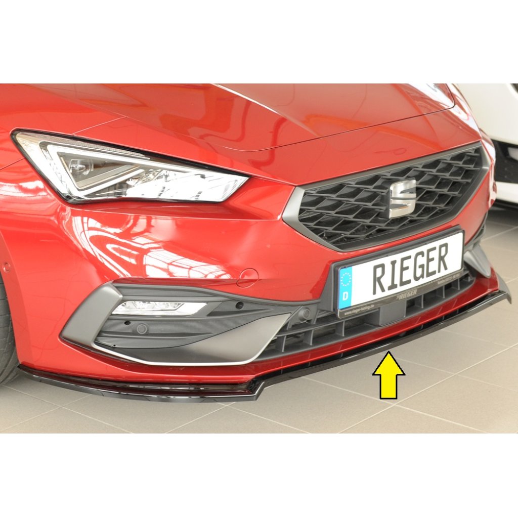 Rieger lipa pod přední nárazník pro Seat Leon KL 5-dvéř., 04/20-, plast ABS lakovaný do černé lesklé barvy