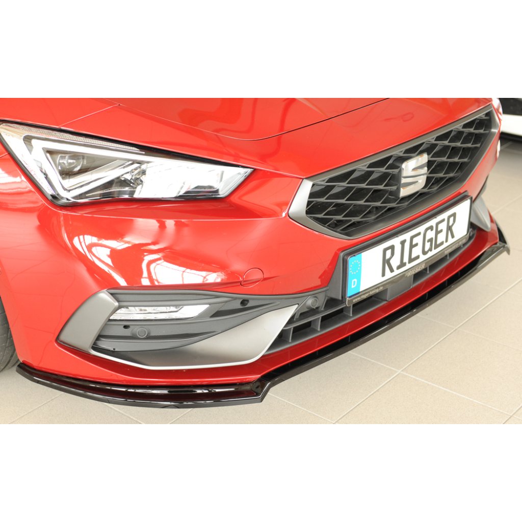 Rieger lipa pod přední nárazník pro Seat Leon KL 5-dvéř., 04/20-, plast ABS lakovaný do černé lesklé barvy