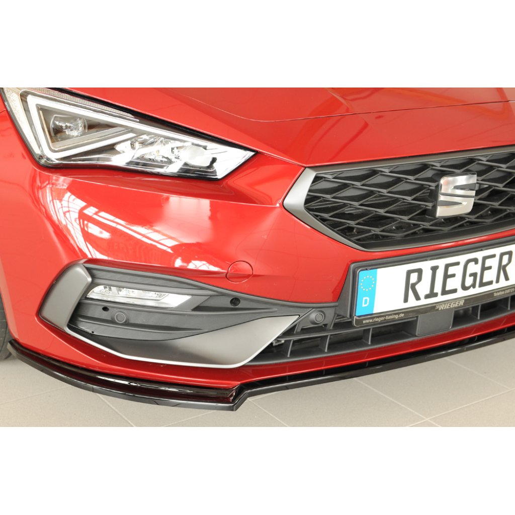 Rieger lipa pod přední nárazník pro Seat Leon KL 5-dvéř., 04/20-, plast ABS lakovaný do černé lesklé barvy