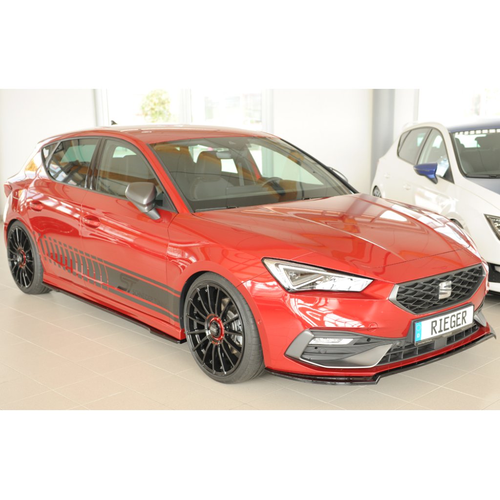 Rieger lipa pod přední nárazník pro Seat Leon KL 5-dvéř., 04/20-, plast ABS lakovaný do černé lesklé barvy