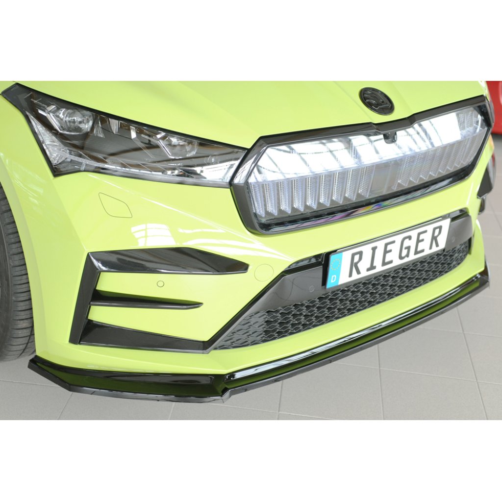 Rieger lipa pod přední nárazník pro Škoda Enyaq iV RS SUV (5AZ), 07/21-, plast ABS lakovaný do černé lesklé barvy