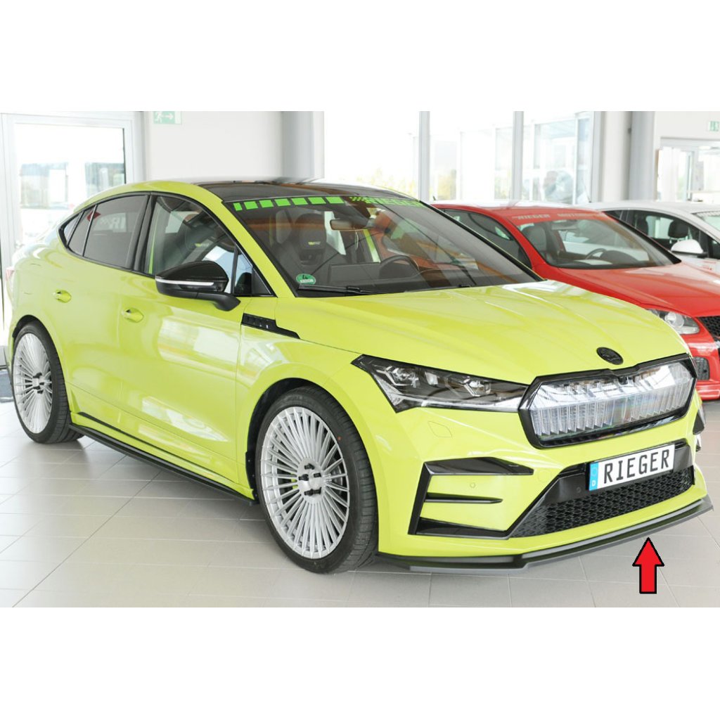 Rieger lipa pod přední nárazník pro Škoda Enyaq iV RS SUV (5AZ), 07/21-, plast ABS lakovaný do černé lesklé barvy