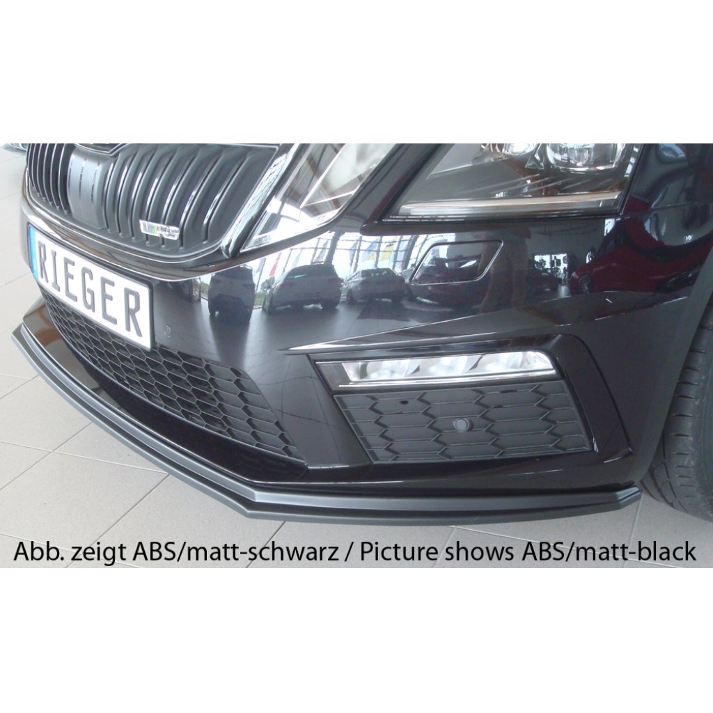 Rieger lipa pod přední nárazník pro Škoda Octavia RS 5E combi, sedan po faceliftu, 02/17-, plast ABS lakovaný do černé lesklé barvy