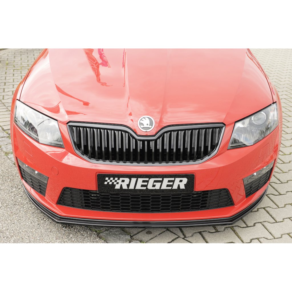 Rieger lipa pod přední nárazník pro Škoda Octavia RS 5E combi, sedan před faceliftem, 06/13-01/17, plast ABS lakovaný do černé lesklé barvy