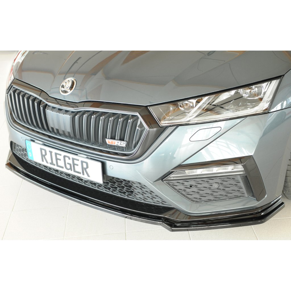 Rieger lipa pod přední nárazník pro Škoda Octavia RS NX combi, 07/20-, plast ABS lakovaný do černé lesklé barvy