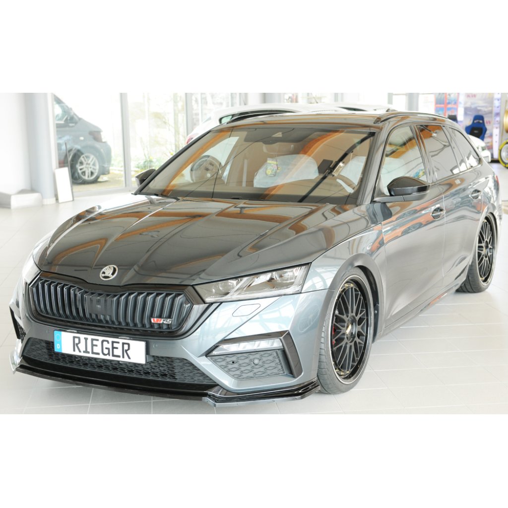 Rieger lipa pod přední nárazník pro Škoda Octavia RS NX combi, 07/20-, plast ABS lakovaný do černé lesklé barvy