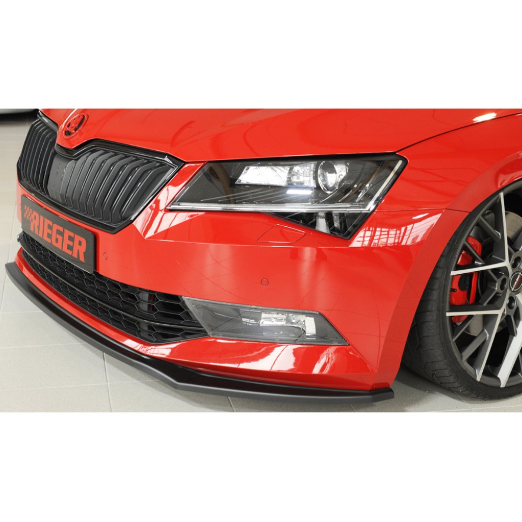 Rieger lipa pod přední nárazník pro Škoda Superb III 3T, 3V combi, sedan vč. faceliftu, 03/15-10/18, 11/18-, plast ABS bez povrchové úpravy